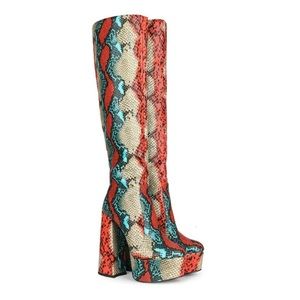 Printed Heeled knee high boots